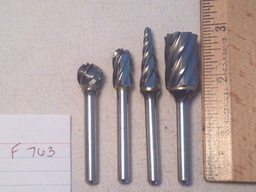 4 NEW 6 MM SHANK CARBIDE BURRS FOR CUTTING ALUMINUM. METRIC. MADE IN USA  {F763}