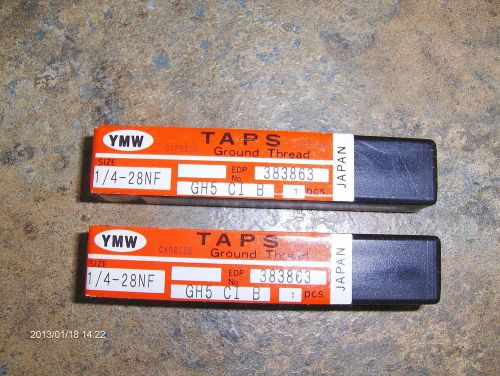 YMW BOTTOMING CARBIDE TAPS  1/4 - 28 NF GH5 CI B EDP# 383863  ( TWO )