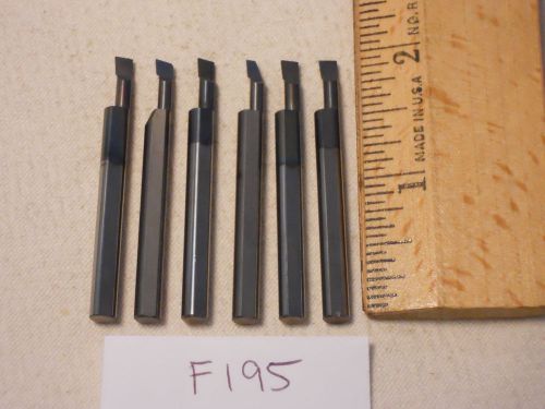 6 USED SOLID CARBIDE BORING BARS. 3/16&#034; SHANK. MICRO 100 STYLE. B-140400 (F195}