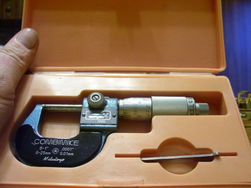 Mitutoyo 159-211 Digit Outside Micrometer, Ratchet Stop, 0-25mm x0.001