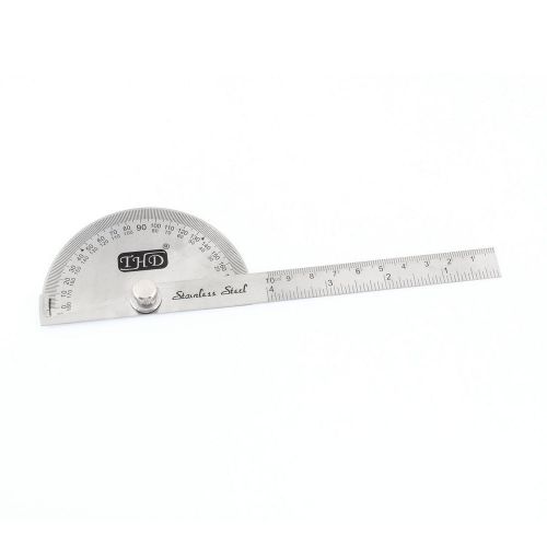 Students stainless steel angle gauge protractor w 4&#034; measure straight ruler for sale