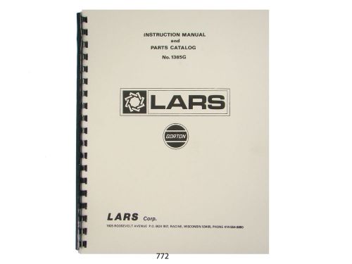 Gorton / lars pantograph &amp; pantomill  instruction and parts manual * 772 for sale