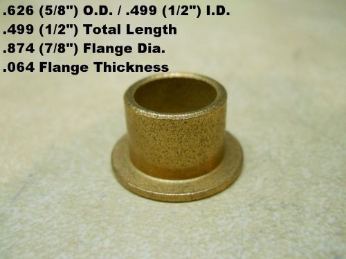 5/8 OD x 1/2 ID x 1/2&#034; L Oil Impregnated Sintered Bronze Flange Sleeve Bearing