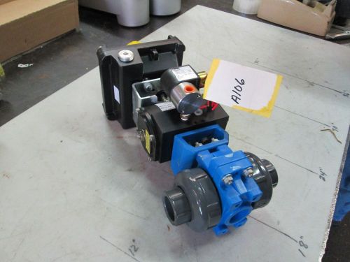 Non-shock pvc ball valve w/actuator, limit switch &amp; indicator #sy1l1 1&#034; soc new) for sale