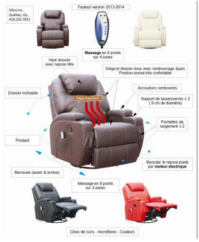 Fauteuil inclinable bercant pivotant cinema &amp; massage &amp; chauffant - uscanpack for sale