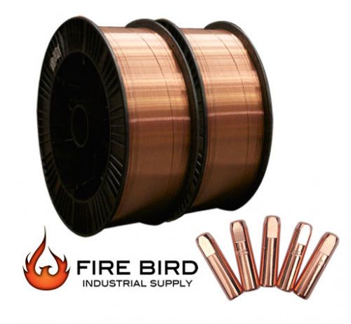 2 44lb rolls mig welding wire er70s-6 .035 plus 5 free 7489 contact tips! for sale