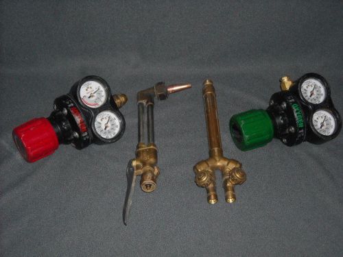 Victor edge series ess3 oxy / acetylene regulator set w/ victor ca1350 and 100fc for sale