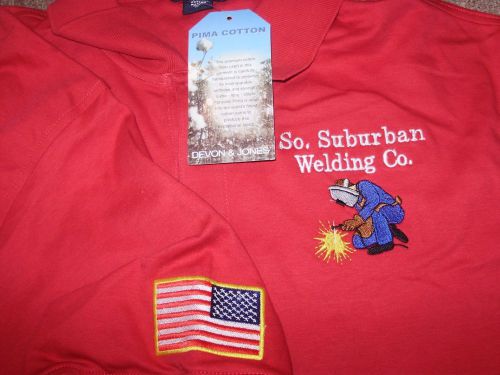 Large South Suburban Welding Company embroidered polo shirt Red new with tags