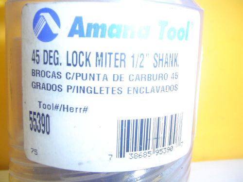New Amana Tool  45 Degree Lock Miter 1/2&#034; Shank Router Bit (55390)