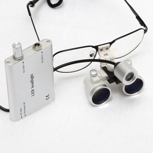 Dental Surgical Binocular Loupes 3.5x 420 Optical Glasses + LED Head Light Lamp