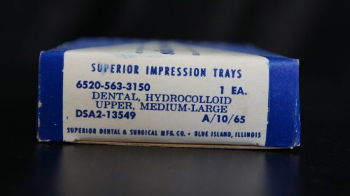 Superior Upper Medium-Large Impression Tray Dental Hydrocolloid
