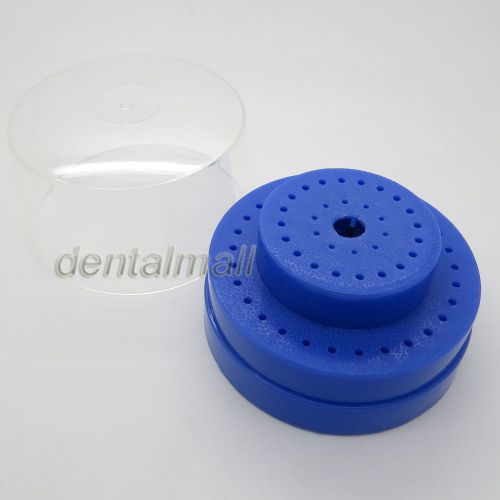 Dentalmall NEW Blue Round Plastic Dental 60Holes Bur Holder Box