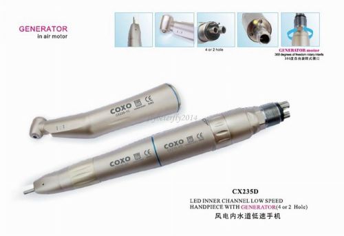 COXO LED Inner Channel Air Motor Low Speed Handpiece Kit With Generator CX235D