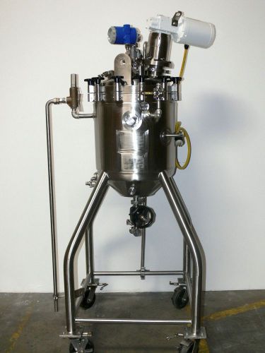Mueller 50 liter jacketed bio-reactor stainless steel tank w/ top mixer, 45 psi for sale