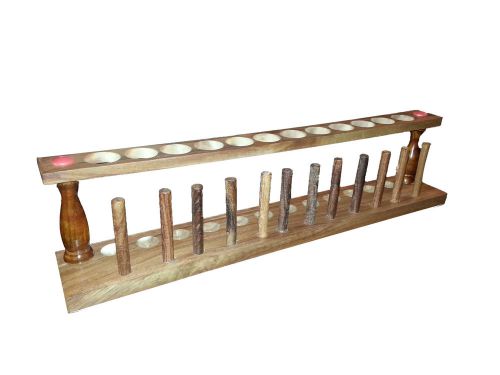 12 place wood test tube rack with drying pins for sale