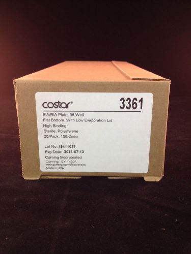 Corning Costar 20 Pack 3361 96-Well Flat Bottom High Binding w/ Low Evap. Lid