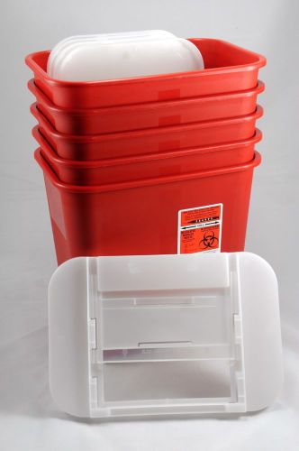 Case of 10 Kendall 31142222 2 Gallon Muti-Purpose Sharps Containers-Sliding Lid