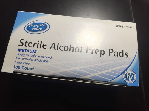 Sterile Alcohol Prep Pads Swabs Box of 400 Pads, Medium  Premier Value