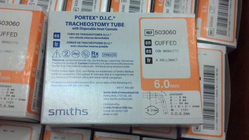 66 Smiths Portex DIC Tracheostony Tube 503060 Cuffed 6.0mm Disp Cannula