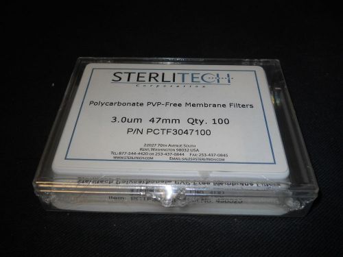 (100) Sterlitech Polycarbonate PVP-Free 47mm Membrane Filters 3.0um, PCTF3047100