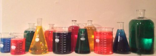 Lot Of 12 Piece Chemistry Glassware Set Pyrex Beakers, Cylinders And More!