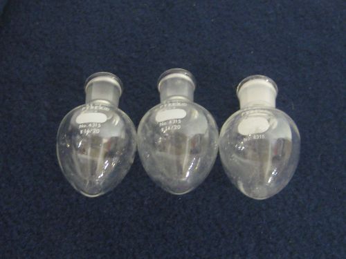 3 Pyrex, Pear-Shaped Boiling Flask, Heavy Wall , 14/20 Joint, 25 ml, Cat #: 4315