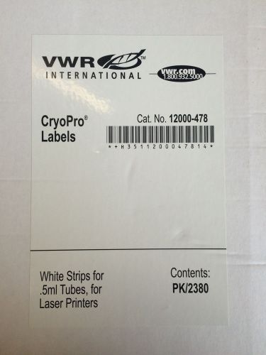 VWR CryoPro Labels Cat 12000-478 White Strips for .5ml Tubes PK/2380 NEW!