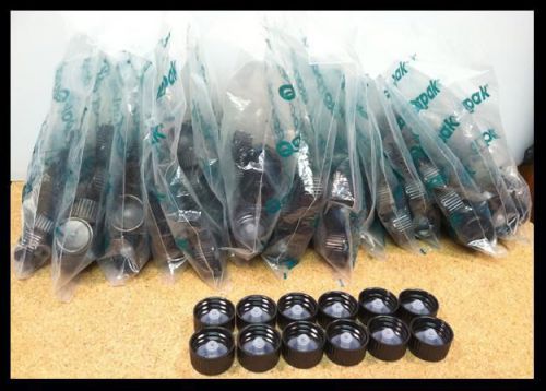 Lot of 192 New Qorpak 5084/12 Black Phenolic Screw Caps with Poly-Seal Liners