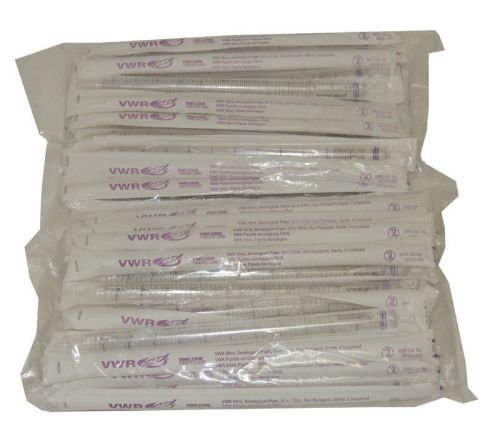Lot 48 new vmr 50ml disposable serological pipet sterile plugged 89130-902 for sale