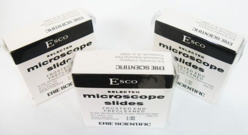 3 Sealed Packets of 72 each Esco Erie Frosted End 25x75mm 1mm Microscope Slides