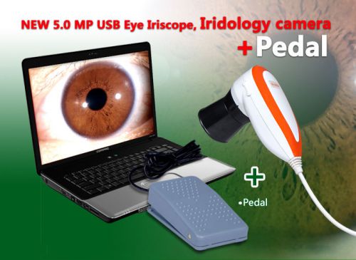 CE New 5.0MP USB Iris Iridoscope Iridology Iriscope camera+Foot Pedal+Software