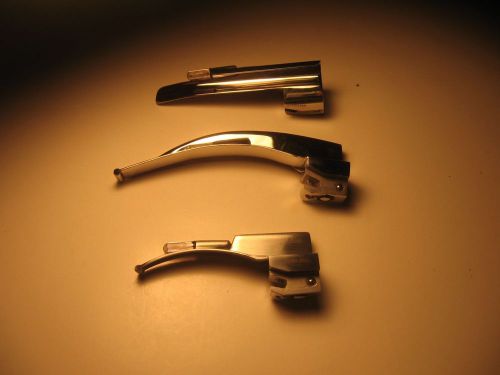 Laryngoscope blade set: mcintosh #0 and 2, miller #1 for sale