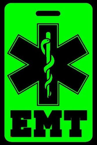 Day-glo green emt luggage/gear bag tag - free personalization - new for sale