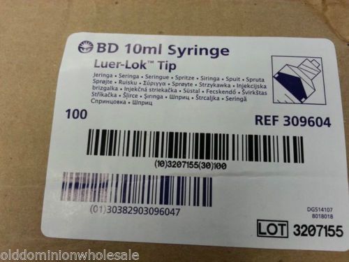 Lot of 25 bd 10ml luer-lok  medical syringes sealed sterile w/o needle 309604 for sale