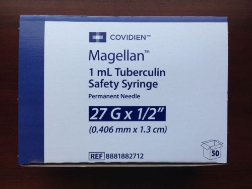 Covidien magellan syringe 1ml tuberculin safety box of 50 #8881882712 27gx1/2&#034; for sale