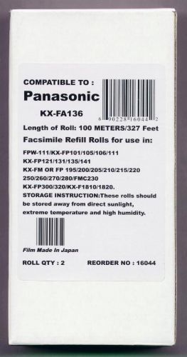 2-pack of KX-FA136 Fax Refills for Panasonic KX-FP260 KX-FP265 KX-FP270 KX-FP278