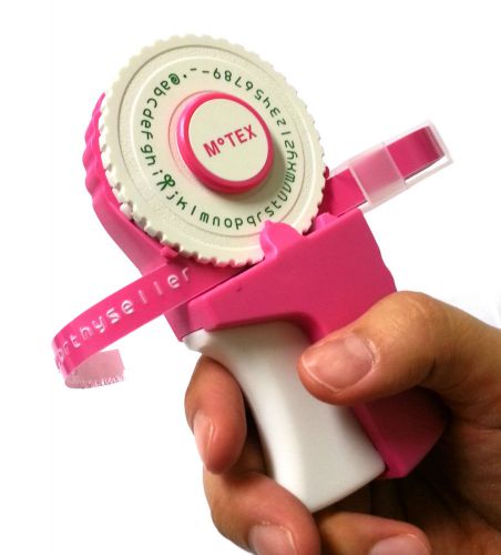 Embossing label maker 4 wheel (english number emoticon hangul) pink + 1 tape ca for sale