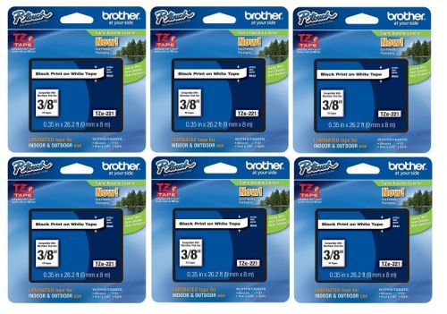Brother TZ221 TZ-221 TZE221 P-Touch Label Tape (6 pack) PTouch