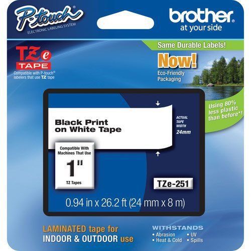 Brother P-Touch PT-2730 Label Tape (OEM) 1&#034; Black Print on White