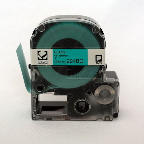 K-sun 224bg black on green labelshop tape 1&#034; ksun 24mm for sale