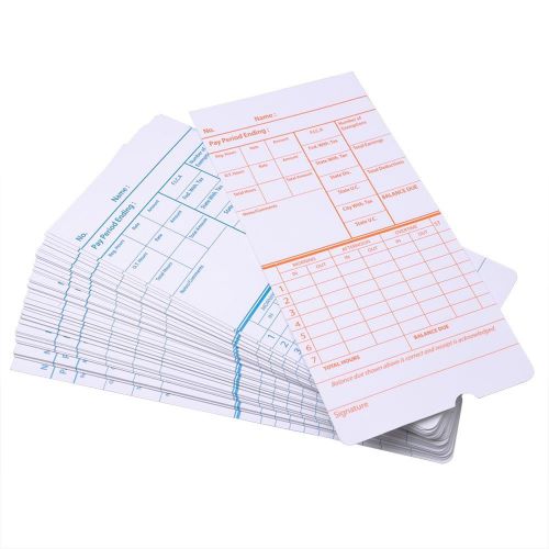 50 weekly thermal time cards for attendance payroll recorder time clock cards for sale