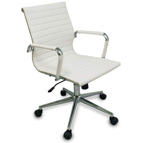 New White Modern Ribbed Office Chair - Great for Conference Room Tables &amp; Desks