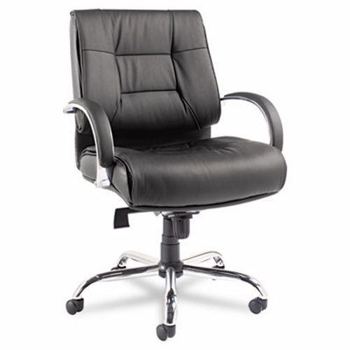 Alera Big &amp; Tall Series Mid-Back Swivel/Tilt Leather Chair, Black (ALERV45LS10C)