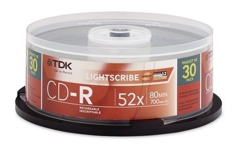 120 TDK Lightscribe CD -R 52x 80 min 700mb - 4 packs of 30