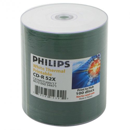 500 philips 52x cd-r white thermal hub printable recordable cd cdr media disk for sale
