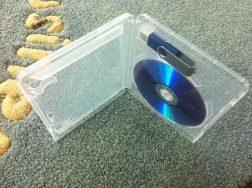 100 12mm clear high quality cd/dvd + usb case with sleeve &amp; booklet clips - jm01 for sale
