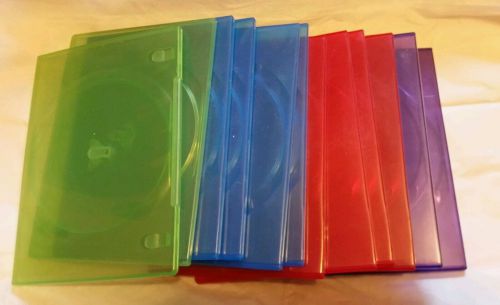 12 DVD Cases Thin Memorex Clear Colorful Plastic with outer slip cover