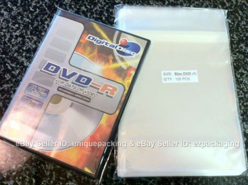 100 Clear Slim DVD case OPP / CELLO Plastic Bags non shrink