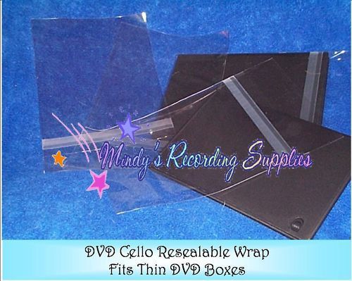 Resealable slim dvd cello wrap bags 100 pk for 7 mm box for sale