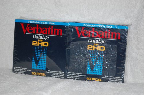 (20) Factory Sealed 3.5&#034; VERBATIM DATALIFE MF 2HD Formatted IBM Microdisks - NOS